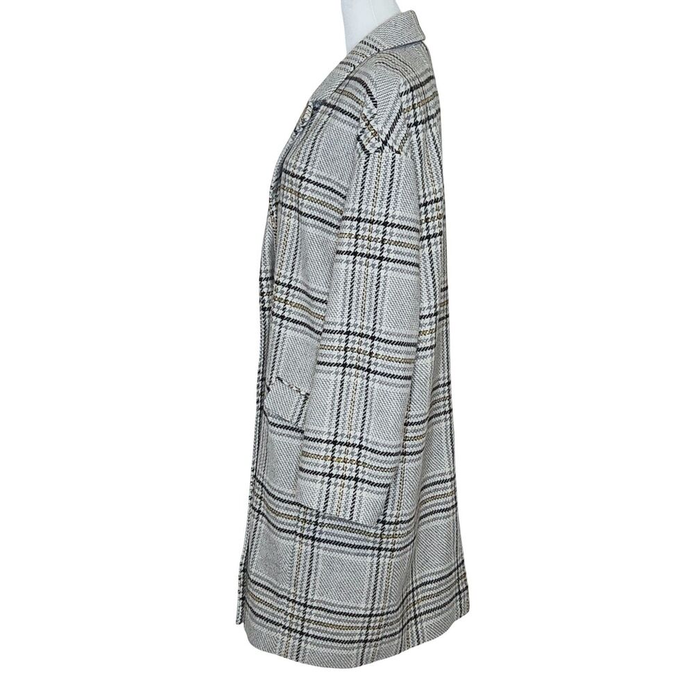 Madewell Bryant Coat Pearl Ivory Wool Blend Houndstooth Plaid Light Academia M - Picture 13 of 14
